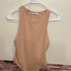 Zara Bodysuit Womens sz Medium Tan